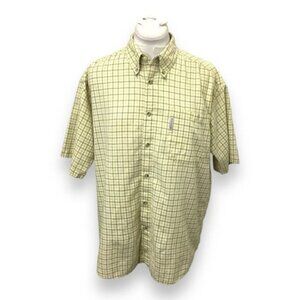 Columbia Mens Short Sleeve Plaid Button Down Shirt, Yellow, size L